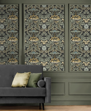 NW41510 vintage morris peel and stick wallpaper living room from NextWall