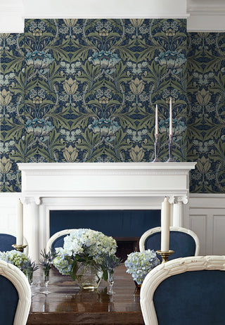 NW41512 vintage morris peel and stick wallpaper dining room from NextWall