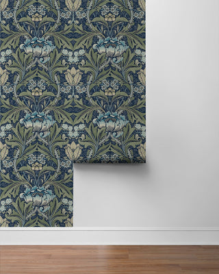 NW41512 vintage morris peel and stick wallpaper roll from NextWall