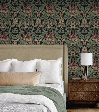 NW44401 vintage floral peel and stick wallpaper bedroom from NextWall