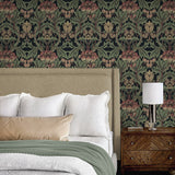 NW44401 vintage floral peel and stick wallpaper bedroom from NextWall