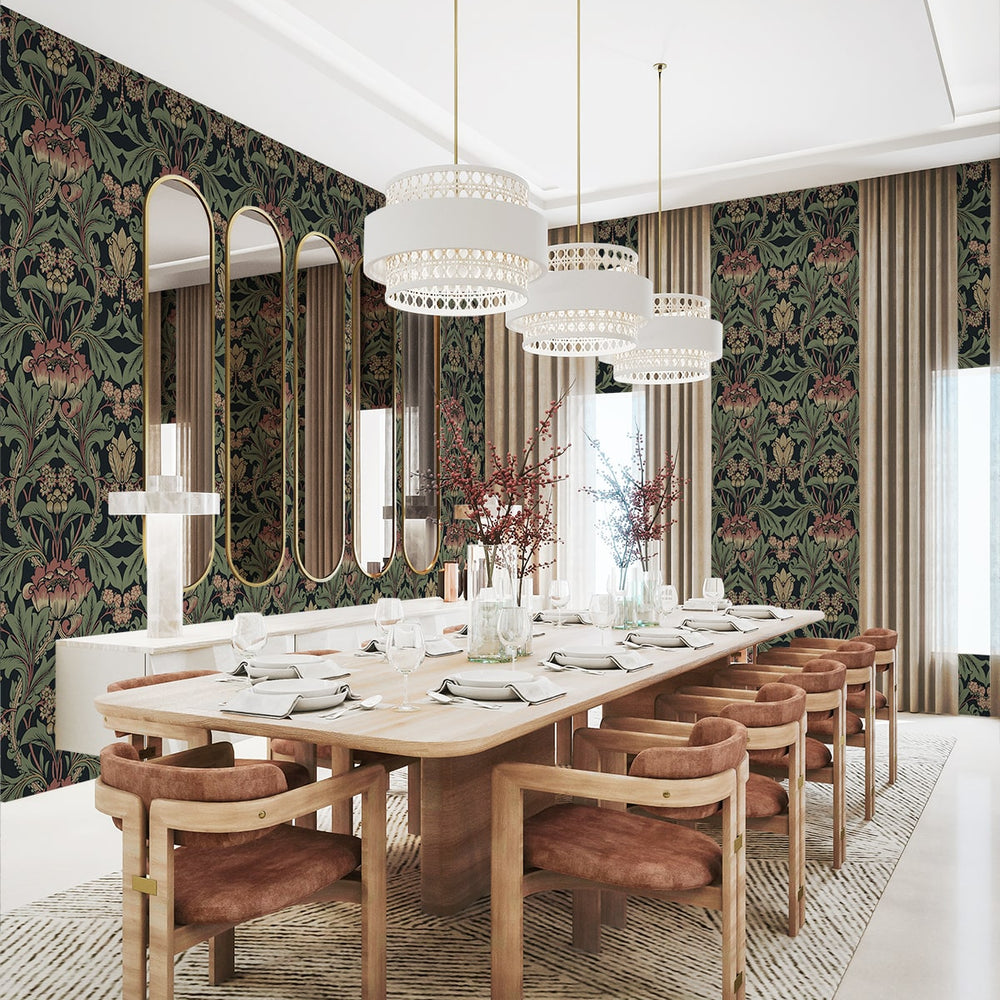
                  
                    NW44401 vintage floral peel and stick wallpaper dining room from NextWall
                  
                