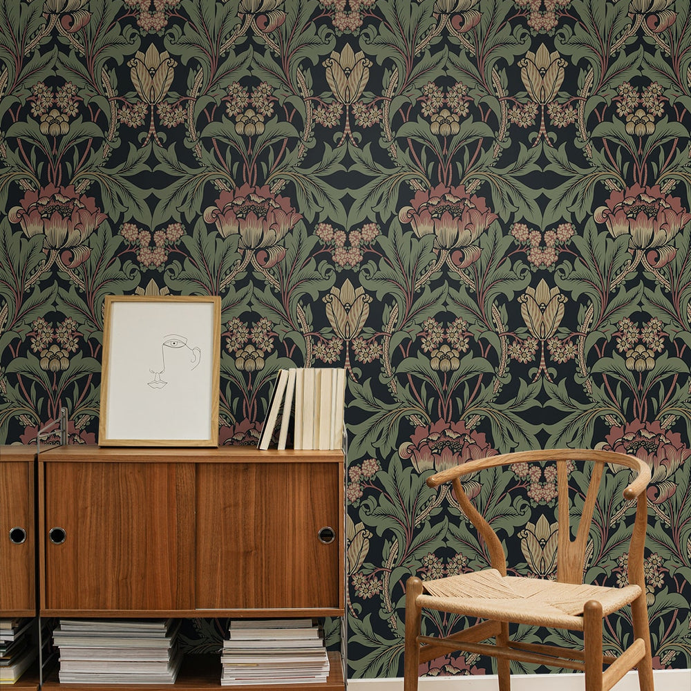 
                  
                    NW44401 vintage floral peel and stick wallpaper entryway from NextWall
                  
                