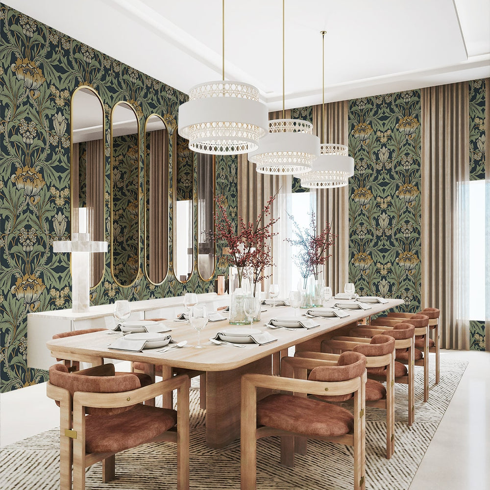 
                  
                    NW44404 vintage floral peel and stick wallpaper dining room from NextWall
                  
                
