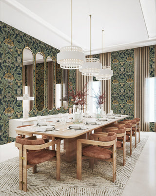 NW44404 vintage floral peel and stick wallpaper dining room from NextWall