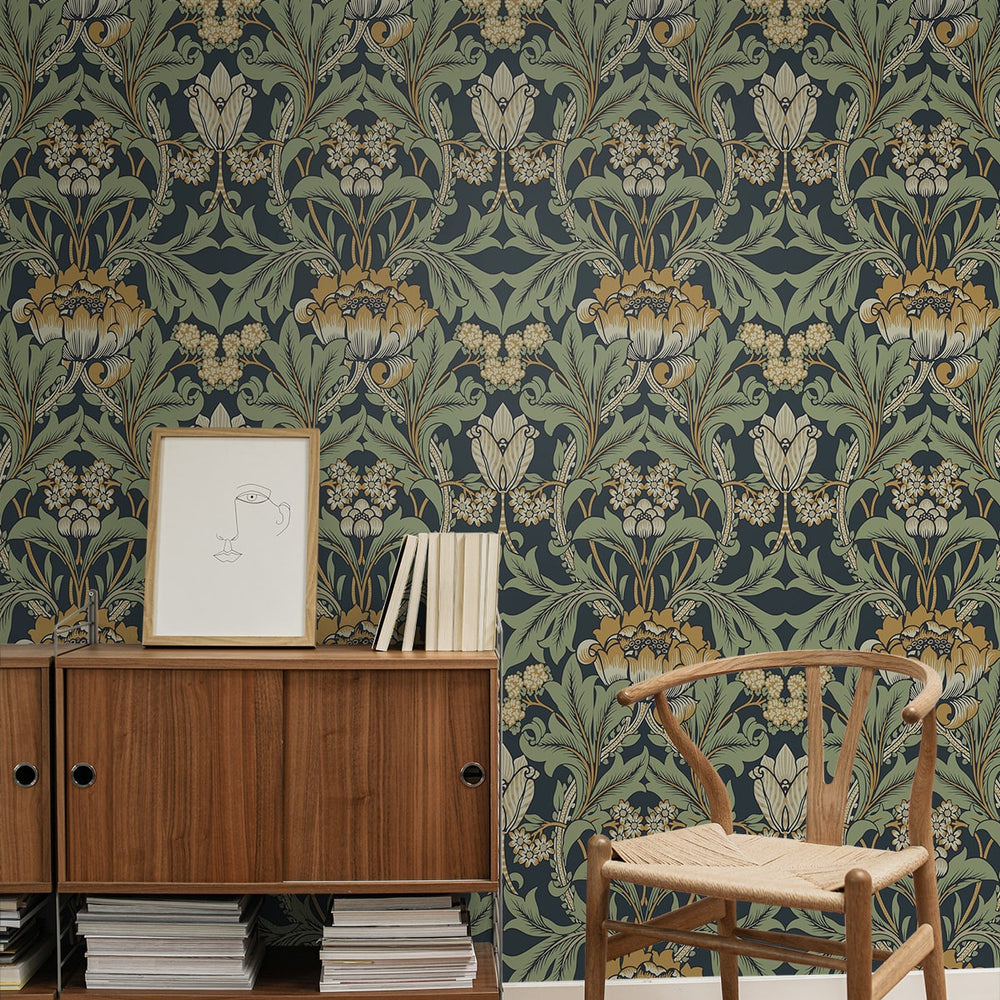 
                  
                    NW44404 vintage floral peel and stick wallpaper entryway from NextWall
                  
                