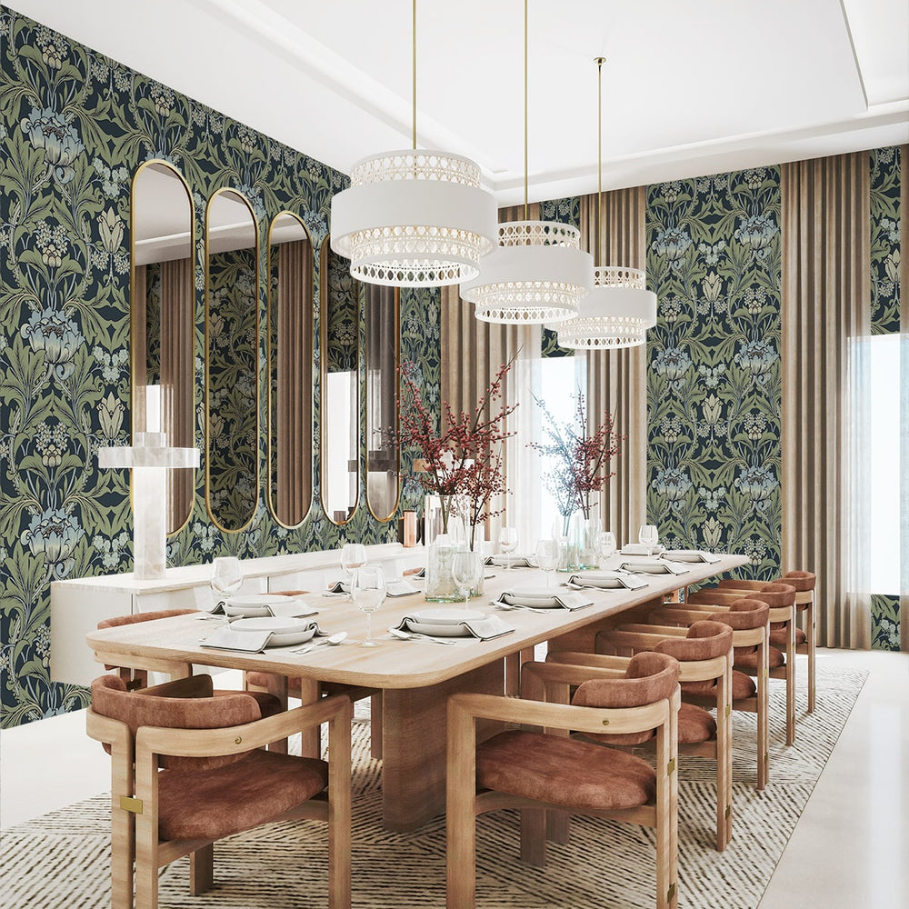 
                  
                    NW44412 vintage floral peel and stick wallpaper dining room from NextWall
                  
                