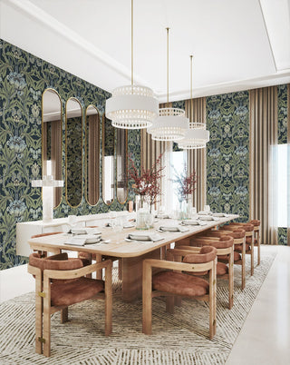 NW44412 vintage floral peel and stick wallpaper dining room from NextWall