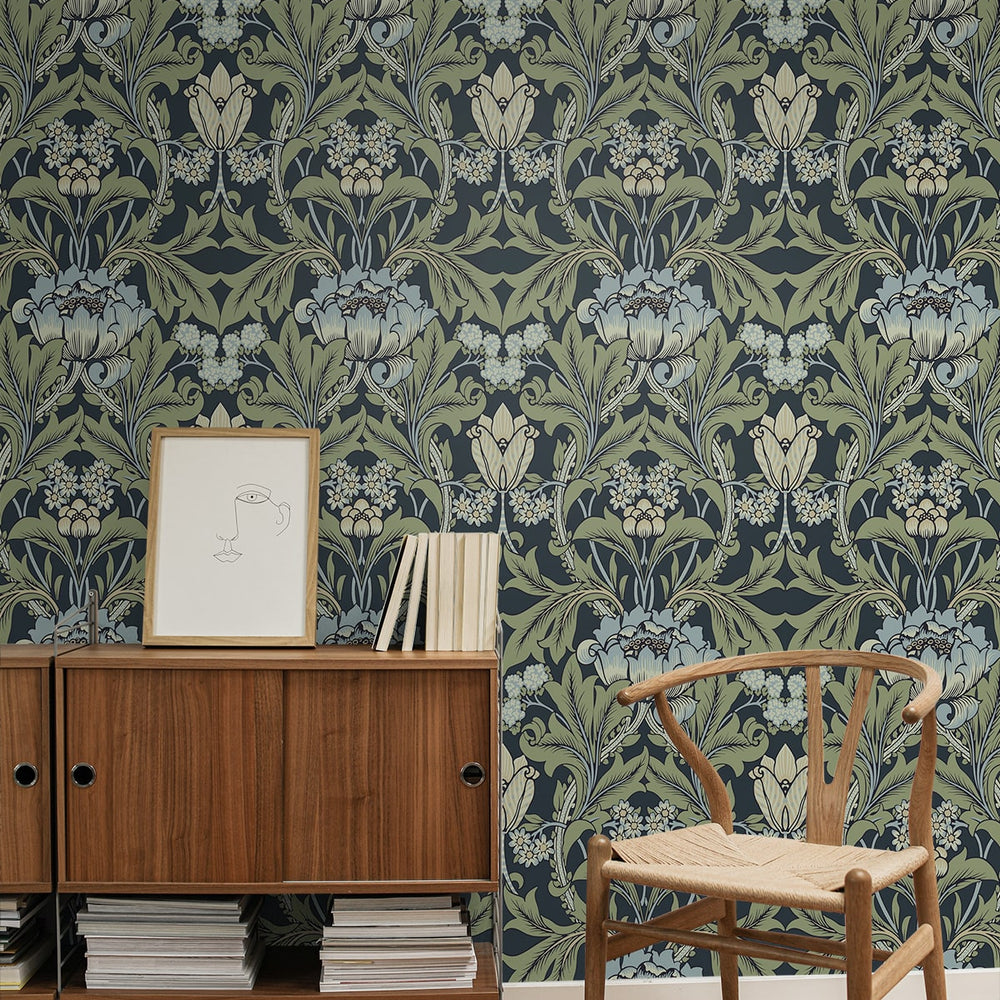 
                  
                    NW44412 vintage floral peel and stick wallpaper entryway from NextWall
                  
                