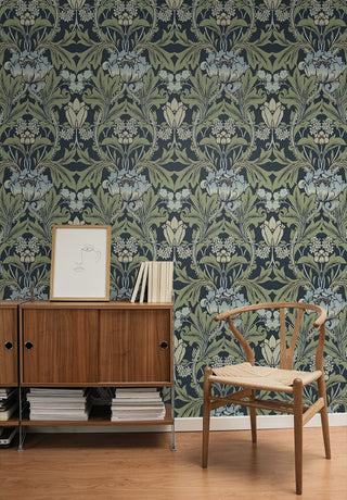 NW44412 vintage floral peel and stick wallpaper entryway from NextWall