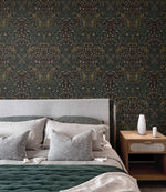 NW44516 vintage morris peel and stick wallpaper bedroom from NextWall