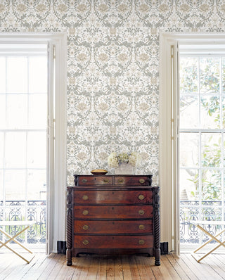 NW44600 vintage floral morris peel and stick wallpaper honeysuckle accent from NextWall