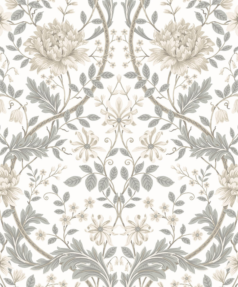 NW44600 vintage floral morris peel and stick wallpaper honeysuckle from NextWall
