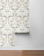 NW44600 vintage floral morris peel and stick wallpaper honeysuckle roll from NextWall