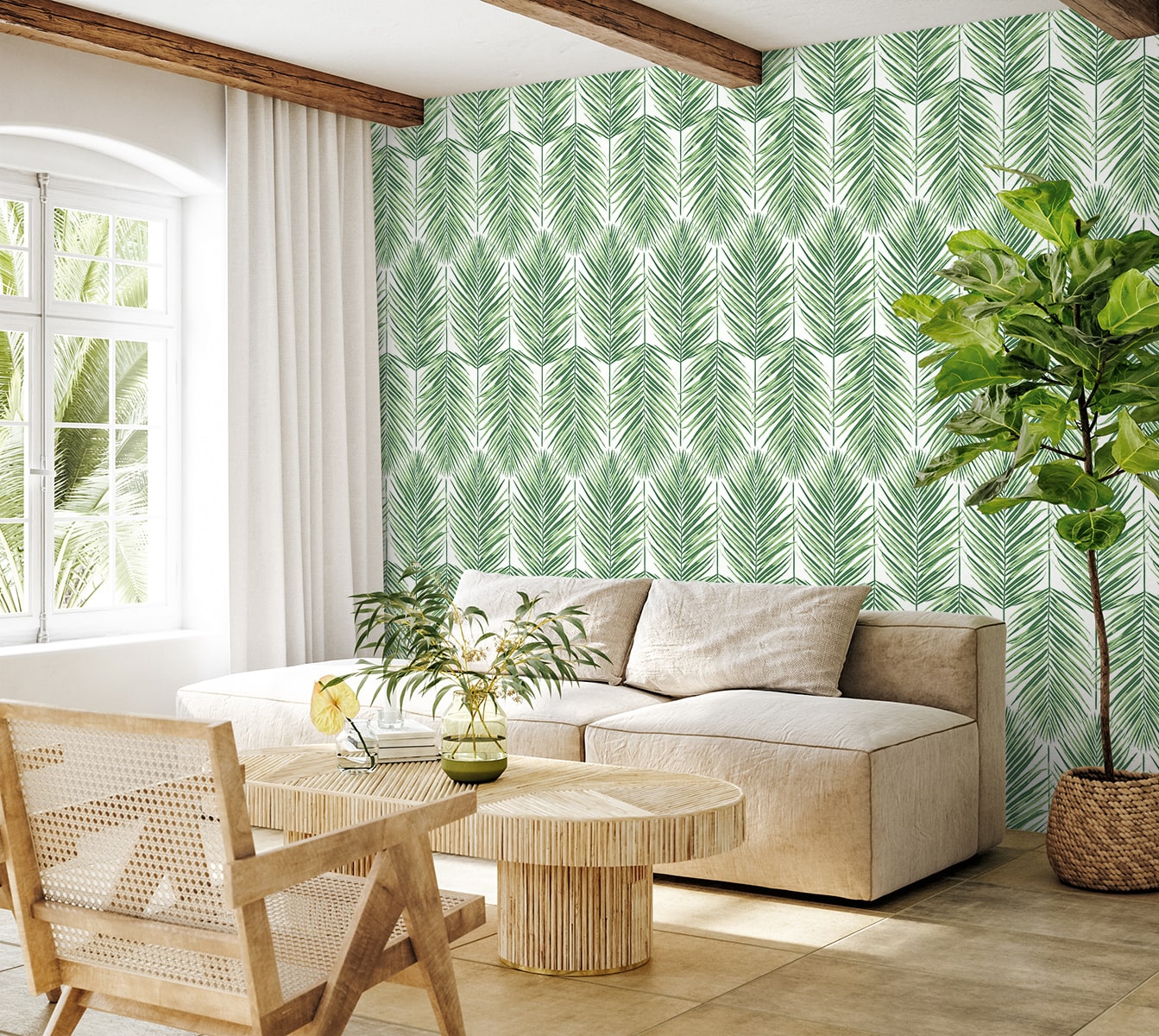 Paradise Palms Premium Screen Printed Peel and Stick Removable