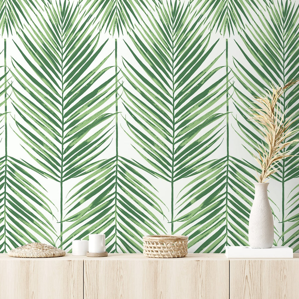 
                  
                    NW47404 palm leaf peel and stick wallpaper entryway from NextWall
                  
                