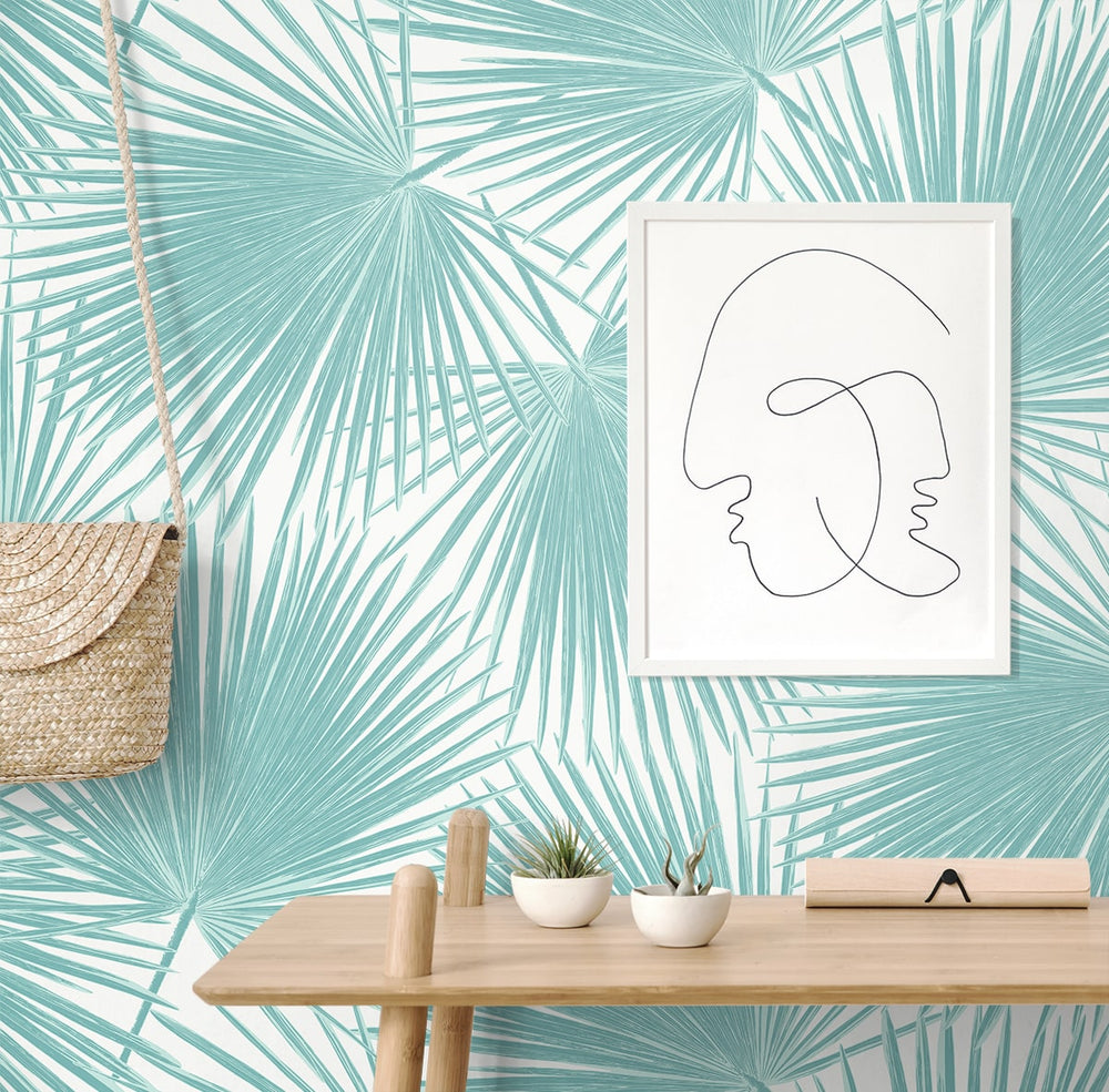 NW47702 palm leaf peel and stick wallpaper decor from NextWall