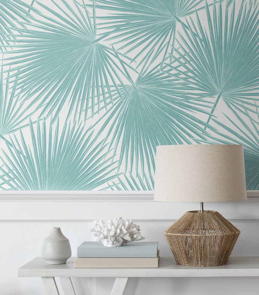 NW47702 palm leaf peel and stick wallpaper accent from NextWall
