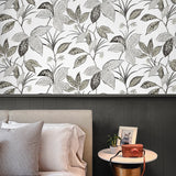 NW48300 boho leaf peel and stick wallpaper accent from NextWall