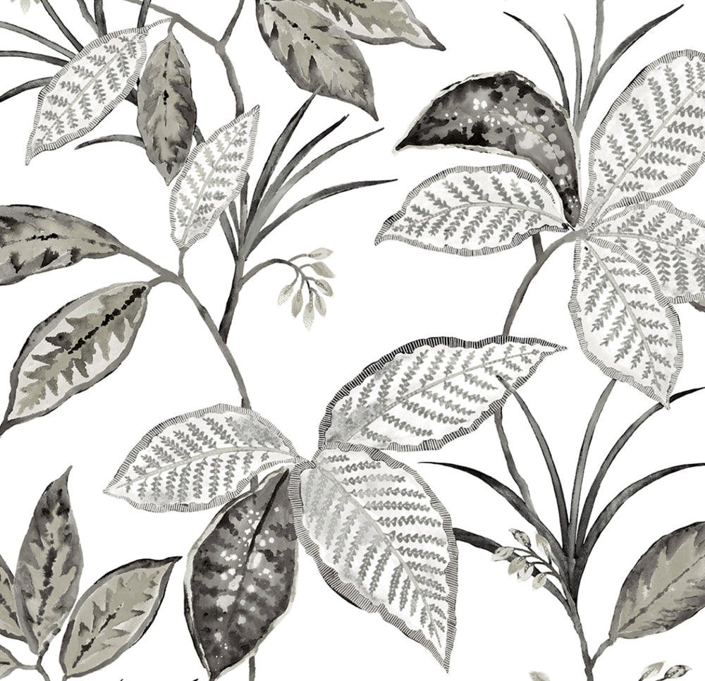 NW48300 boho leaf peel and stick wallpaper from NextWall