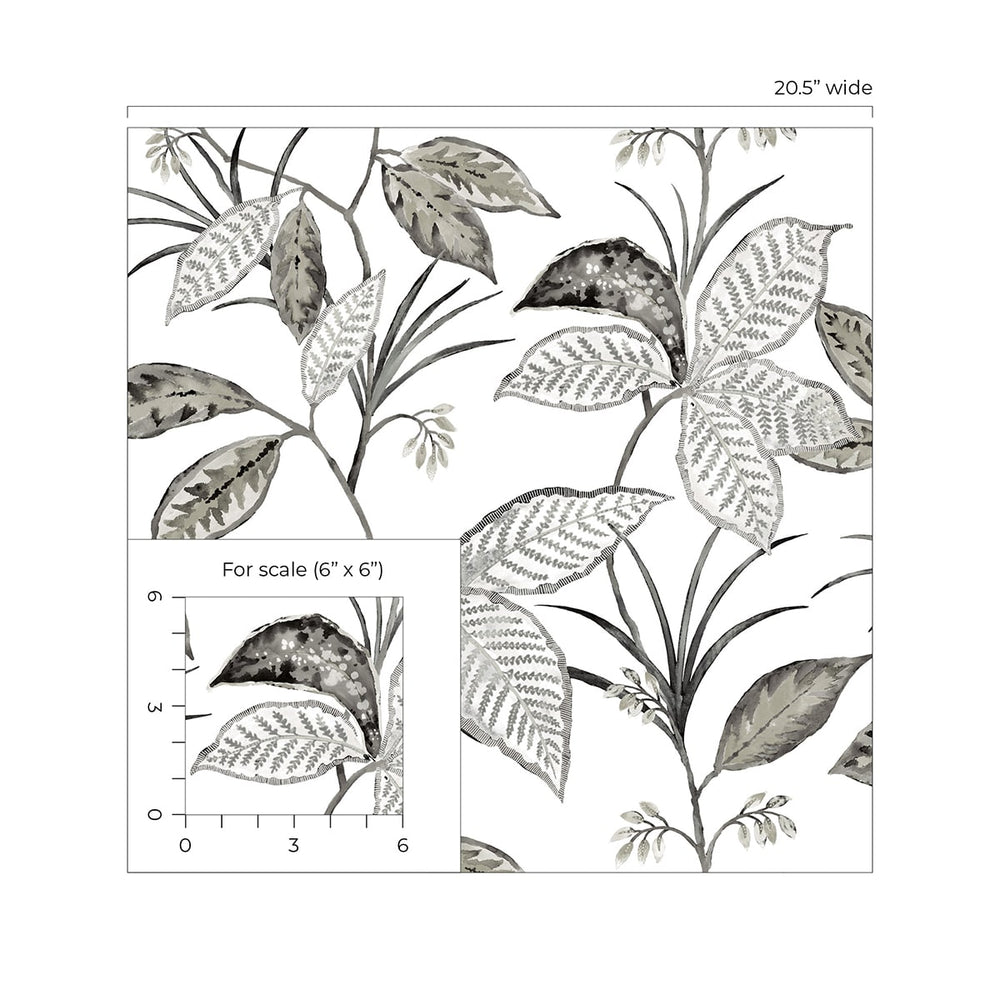 
                  
                    NW48300 boho leaf peel and stick wallpaper scale from NextWall
                  
                