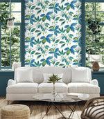 NW48312 boho leaf peel and stick wallpaper living room from NextWall