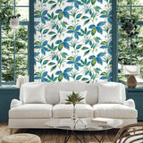 NW48312 boho leaf peel and stick wallpaper living room from NextWall