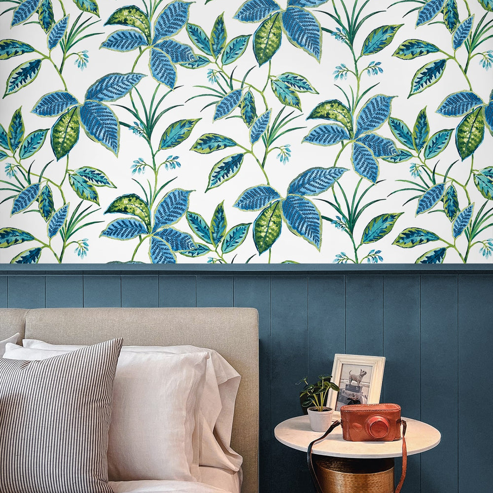 
                  
                    NW48312 boho leaf peel and stick wallpaper bedroom from NextWall
                  
                