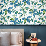 NW48312 boho leaf peel and stick wallpaper bedroom from NextWall