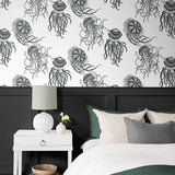 NW48400 jellyfish peel and stick wallpaper bedroom from NextWall