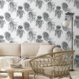 NW48400 jellyfish peel and stick wallpaper living room from NextWall