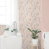 NW48501 floral peel and stick wallpaper bathroom from NextWall