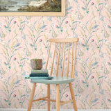 NW48501 floral peel and stick wallpaper entryway from NextWall