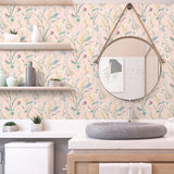 NW48501 floral peel and stick wallpaper powder room from NextWall