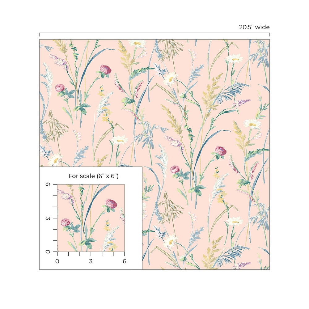 NW48501 floral peel and stick wallpaper scale from NextWall