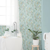 NW48502 floral peel and stick wallpaper bathroom from NextWall