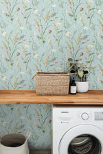 NW48502 floral peel and stick wallpaper laundry room from NextWall