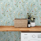 NW48502 floral peel and stick wallpaper laundry room from NextWall