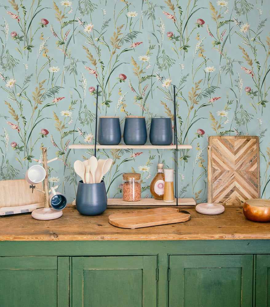 NW48502 floral peel and stick wallpaper kitchen from NextWall