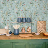 NW48502 floral peel and stick wallpaper kitchen from NextWall