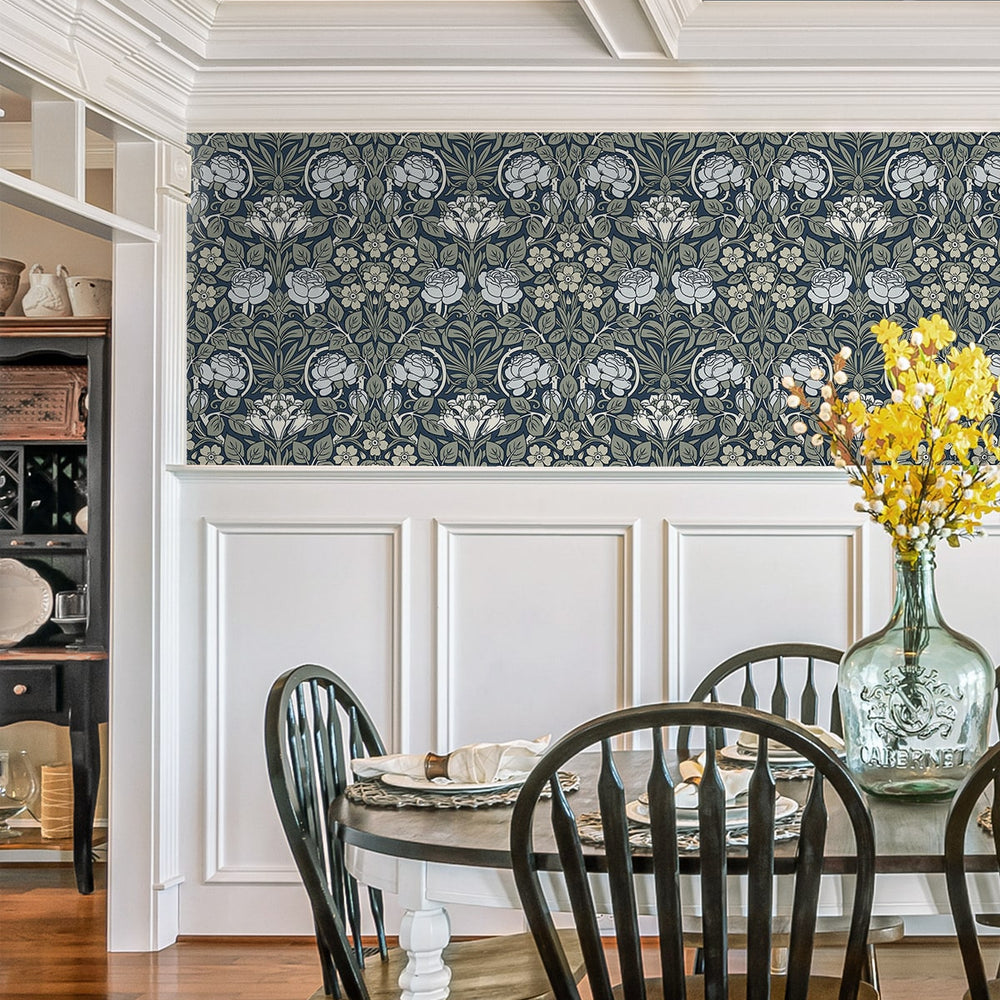 
                  
                    NW49002 vintage floral peel and stick wallpaper dining room from NextWall
                  
                