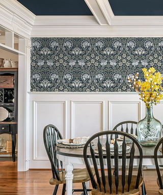 NW49002 vintage floral peel and stick wallpaper dining room from NextWall