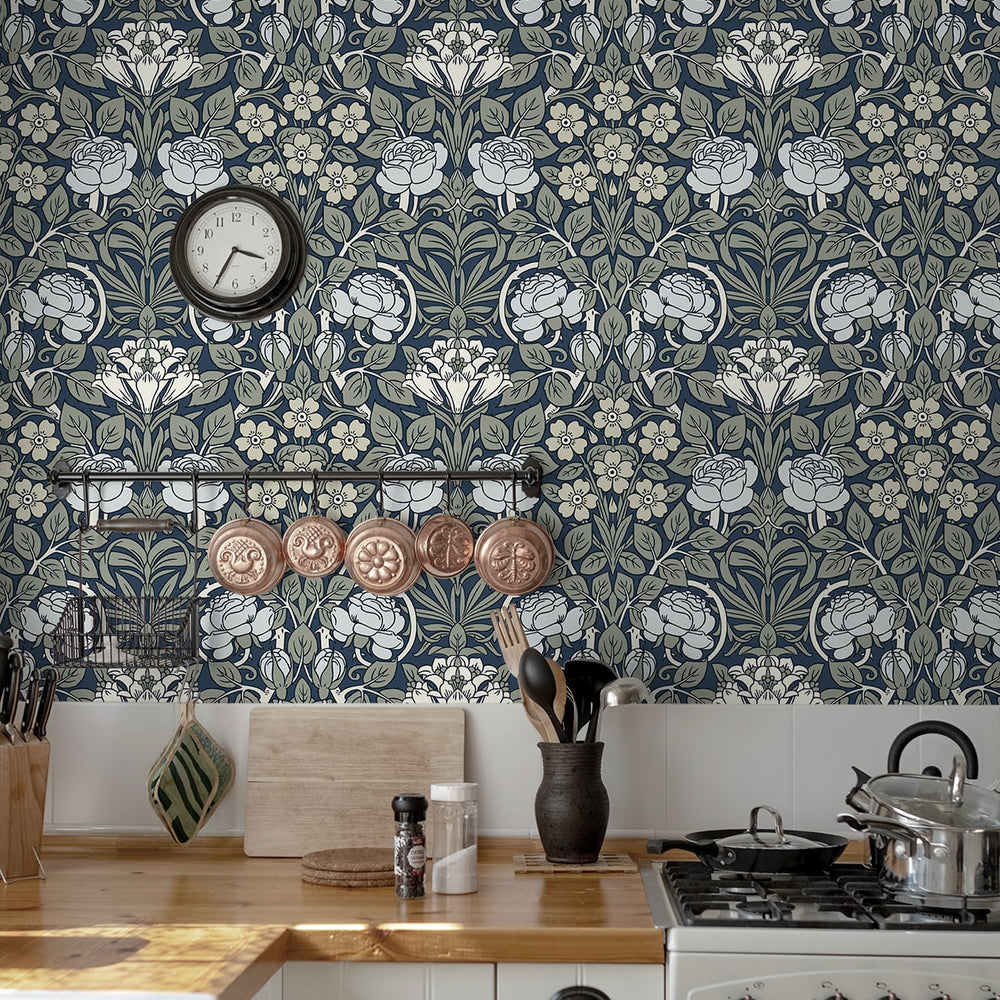 
                  
                    NW49002 vintage floral peel and stick wallpaper kitchen from NextWall
                  
                