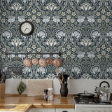NW49002 vintage floral peel and stick wallpaper kitchen from NextWall