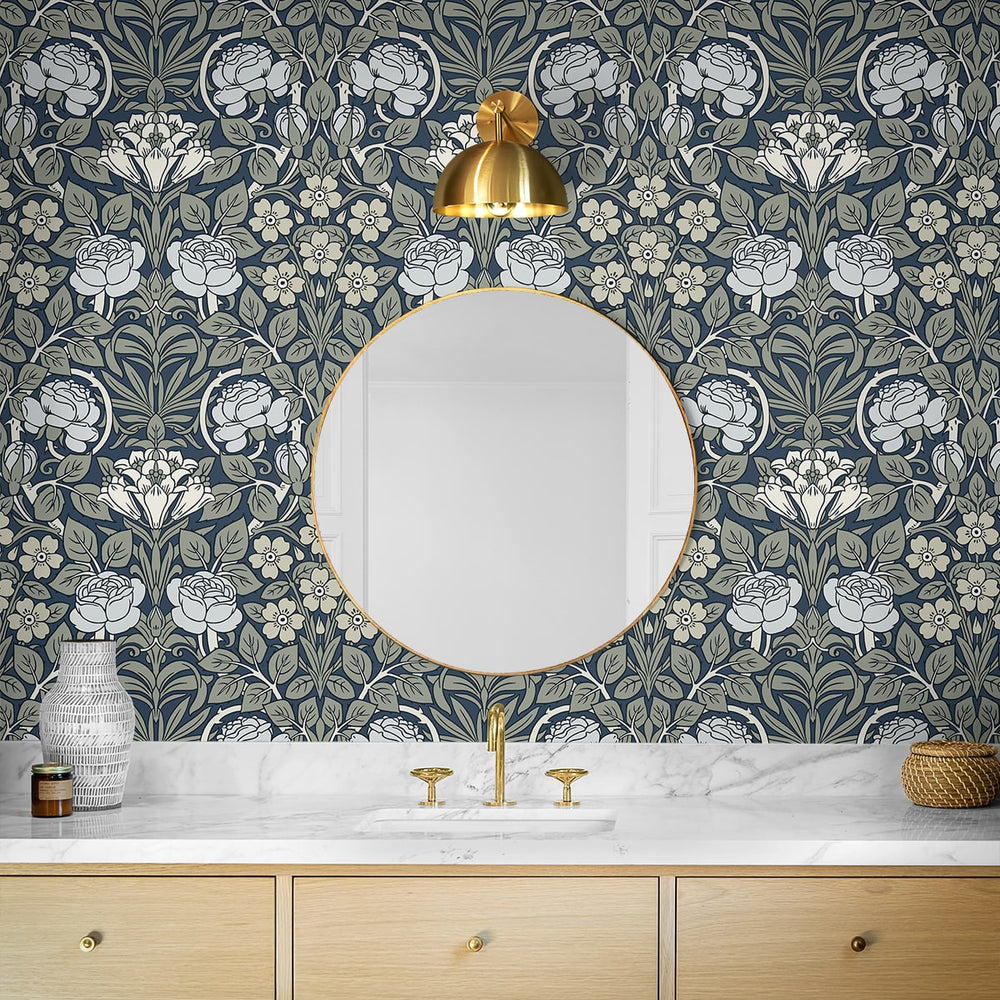 
                  
                    NW49002 vintage floral peel and stick wallpaper bathroom from NextWall
                  
                