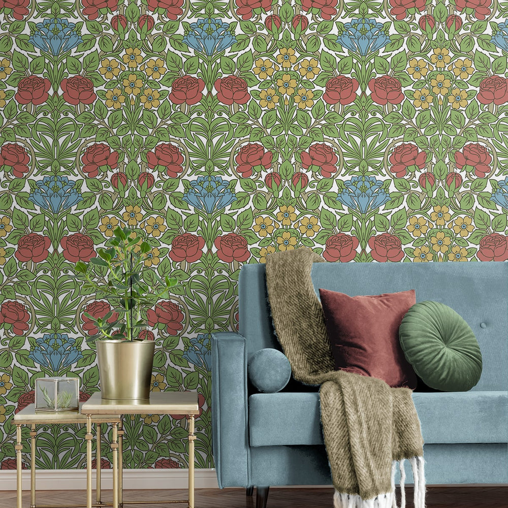 
                  
                    NW49004 vintage floral peel and stick wallpaper living room from NextWall
                  
                