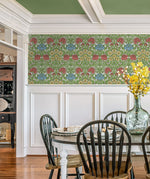 NW49004 vintage floral peel and stick wallpaper dining room from NextWall
