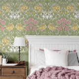NW49007 vintage floral peel and stick wallpaper bedroom from NextWall