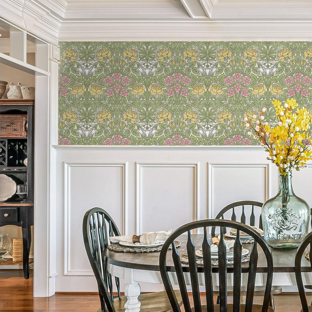 
                  
                    NW49007 vintage floral peel and stick wallpaper dining room from NextWall
                  
                