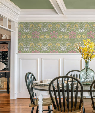NW49007 vintage floral peel and stick wallpaper dining room from NextWall